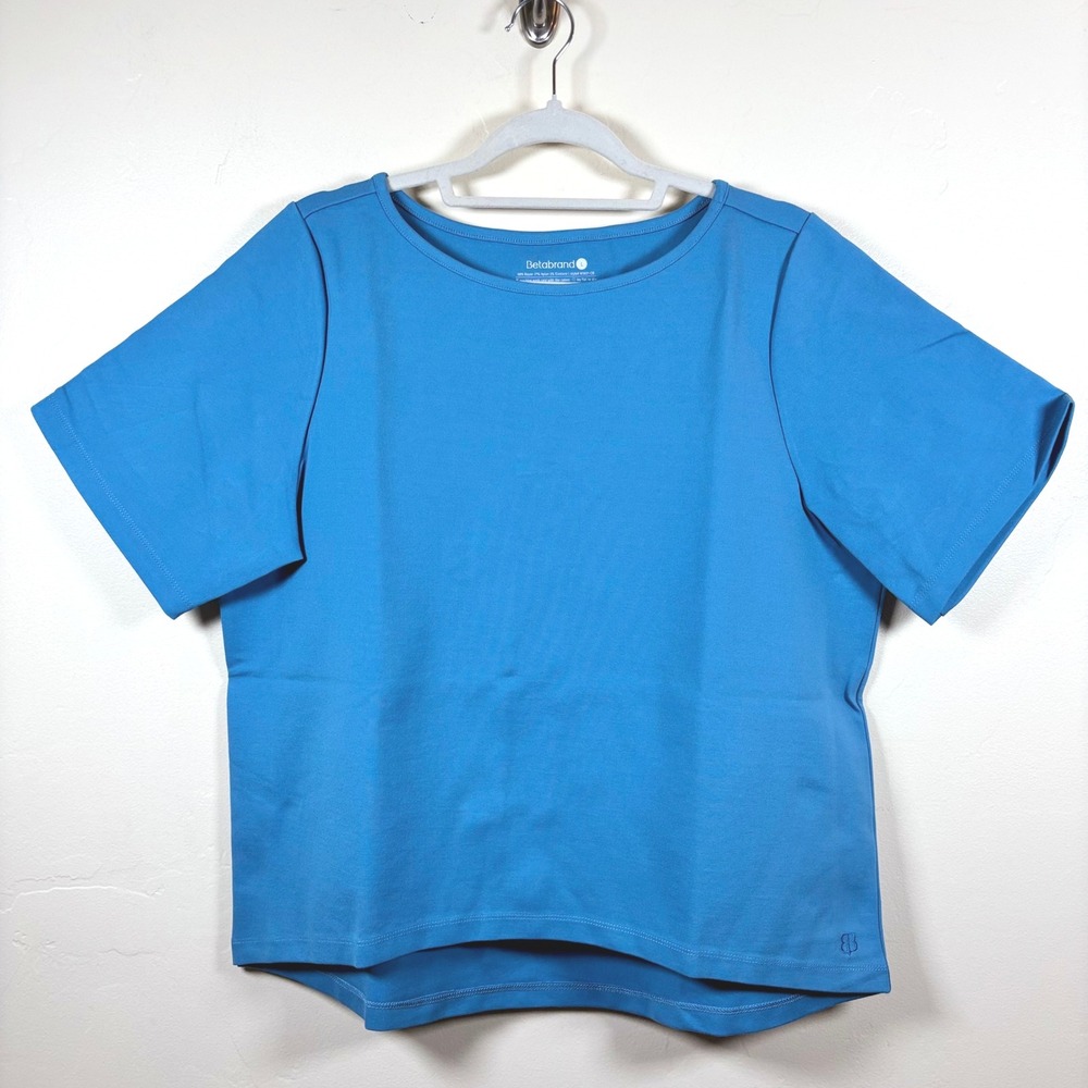 Betabrand Boxy Hi-Low Top Women's L Blue Modern Commute Office Careerwear‎ NEW